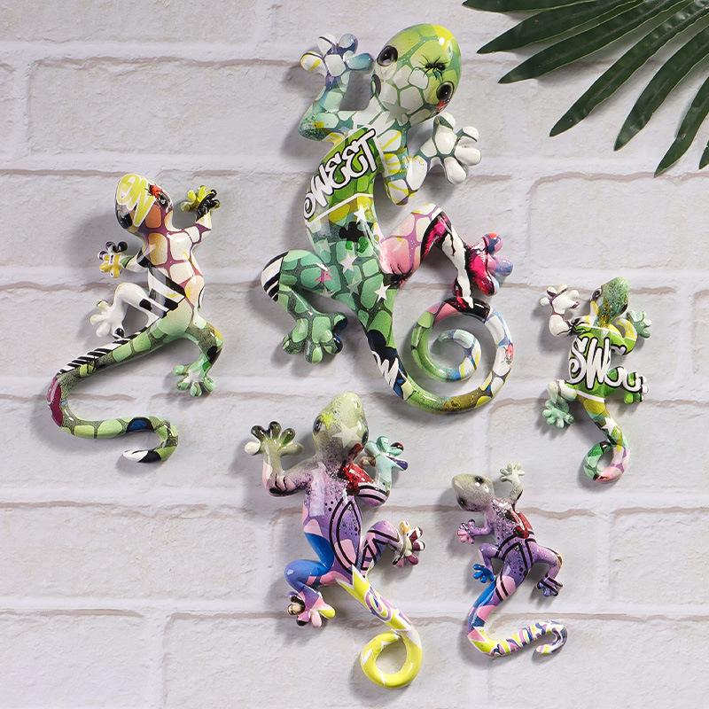 Американское художественное настенное искусство с гекконом: Декоративная подвеска из смолы в виде рептилии