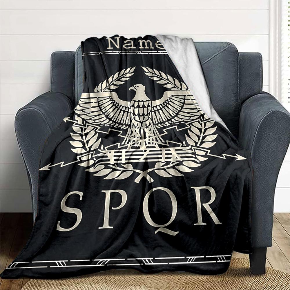 Customiz Name Personality SPQR logo Blanket Soft &Warm Sofa Office Bed Travel Lunch Break Blanket, Gift Suitable All Seasons
