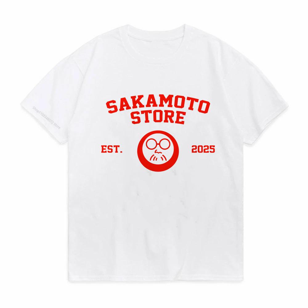 Магазин Сакамото Футболки с буквой EST Мультяшные Манга Sakamoto Days Печатная футболка Повседневные Футболки с коротким рукавом Мужские Женские Уличная одежда