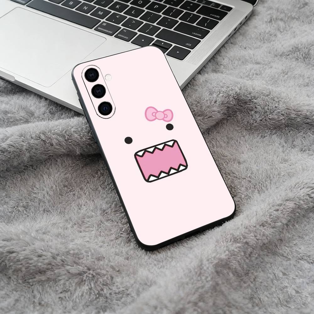 C-Cute Domo-kun Black Soft Silicone Phone Case for Samsung Galaxy A73, A71, A72, A70, A53, A52, A51