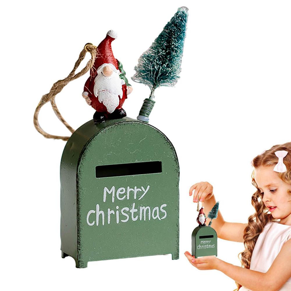Christmas Post Box Santa Claus Faceless Gnomes Metal Storage Case For Gifts Cards Souvenirs Retro Gift Storage Case Home