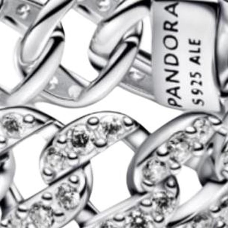 Pandora Pavé Cuban Link Design 925 Silver Ring Women rings 193557C01