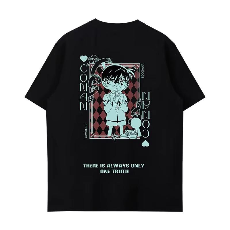 Detective Conan brand Unisexs and Womens cotton Tshirts 2026 summer Cartoon pattern Loose casual shortsleeved top