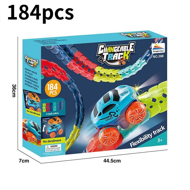 Захватывающий электрический трек для американских горок, бросающий вызов гравитации, с красочными огнями и магнитными элементами