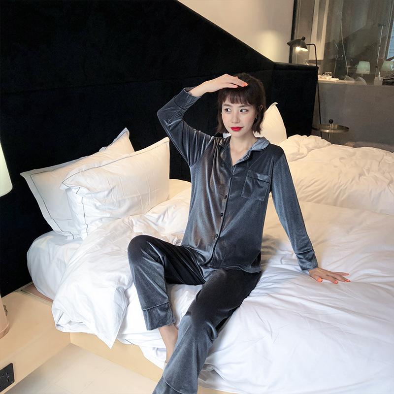 Комплект из 2 предметов пижамы из бархатного шелка для женщин на осень и зиму, домашний костюм, одежда для сна, весенний домашний сервис