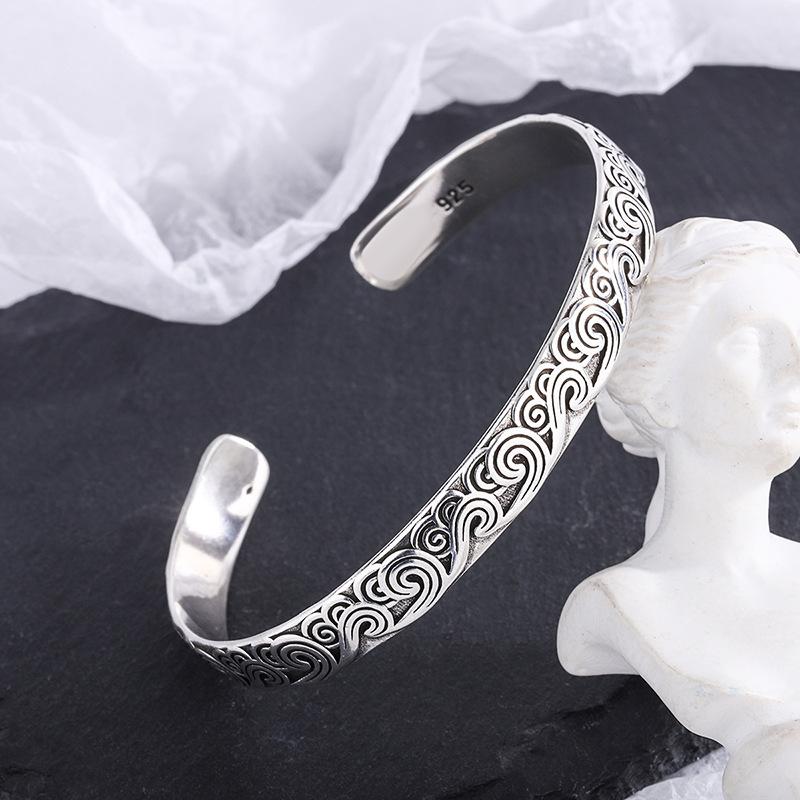 New Arrival Retro Wave Bracelets 925 Silver Jewelry Fashion Spray Personality Sweet Cloud Opening Bangles TYB116