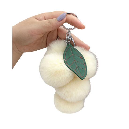 Plush Grape Keychain Fuzzy Faux Fur Car Bag Decoration Hanging Pendant with Metal Buckle Backpack