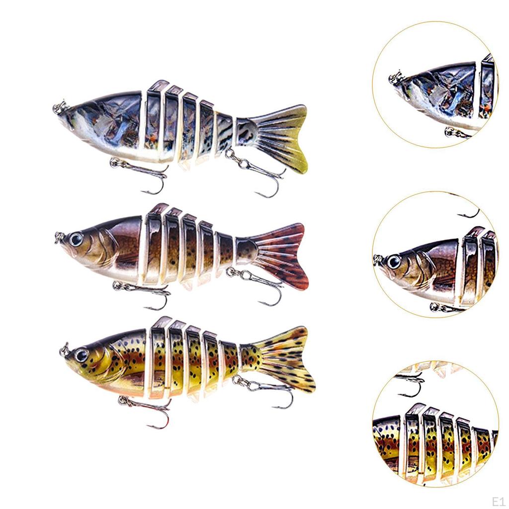 3 Pack Fishing Lures Baits Crankbait Tools Gifts Hard Swimbaits for Bass Crappie Saltwater