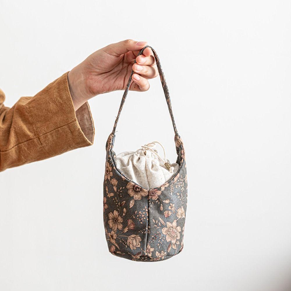 Сумка вышитая сумка с цветочным принтом на шнурке сумка-мешок карман сумка для хранения чайных инструментов фестиваль
