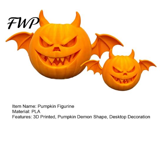 3D Printed Pumpkin Decor 2Pcs Demon Figurine, Devil Statue with Bat Spooky Wings & Horns, Sculpture for Halloween Party Decoration Figurine