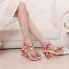 Wholesale High Heels Fish Mouth Women's Sandals Flower Ribbon Fashion Slippers Bohemian Thick Bottom Slope Heel Sandals