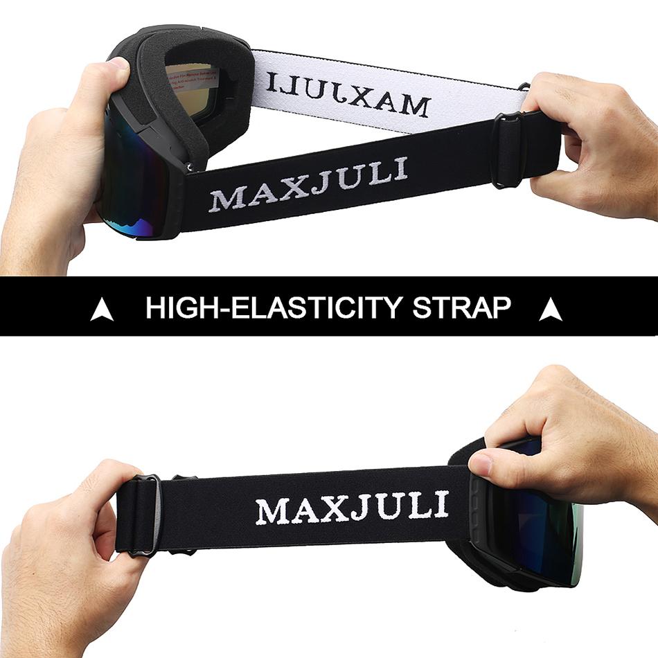 Maxjuli Лыжные очки Спорт Защита от УФ лучей Защита от запотевания Зимние Сноубордические Снежные очки Для мужчин Женщин Молодежные очки M2