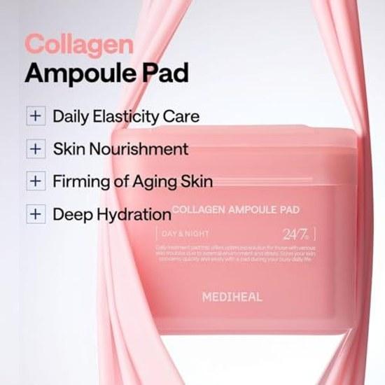 MEDIHEAL Квадратные тонизирующие диски для лица (коллаген) 100 шт. 170 мл Салфетки от несовершенств Уход за кожей Корейская косметика