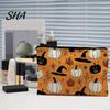 Halloween Storage Bag Bag, with Pumpkin Ghost Print, Smooth Decorative Makeup Pouch Zipper Canvas for Travel Cosmetic Organizer Festive Desktop