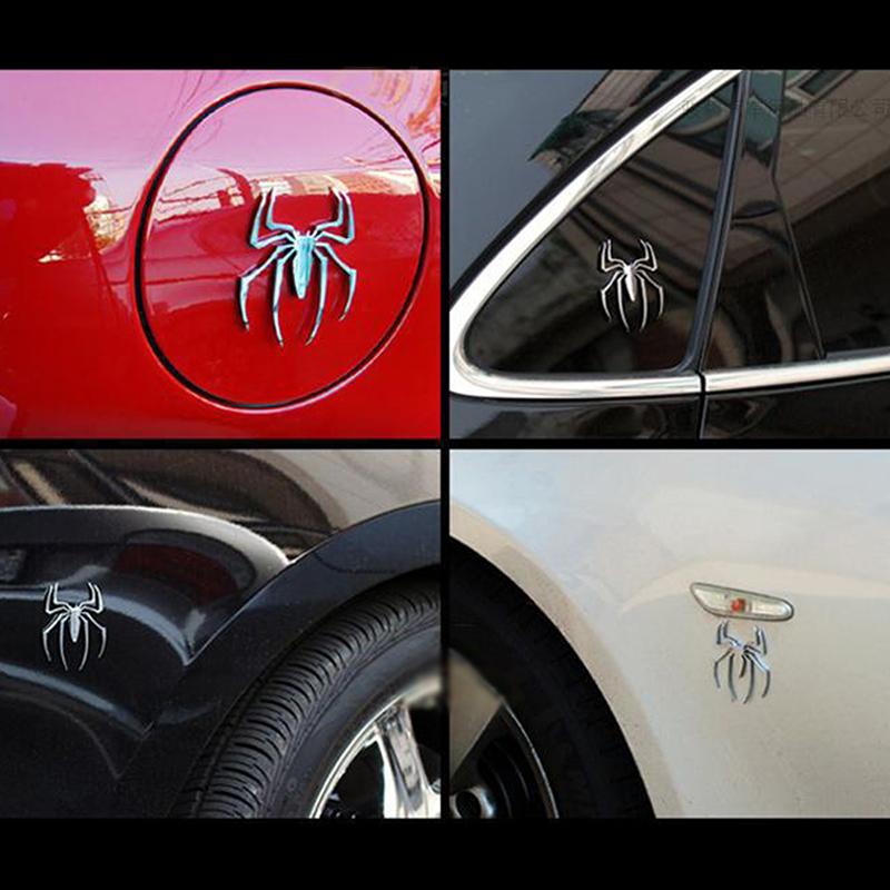 Автомобильные наклейки Металлический 3D-паук Логотип автомобиля Металлическая наклейка Хромированная эмблема паука