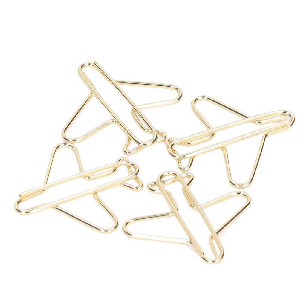 100pcs Paper Clips Portable Anti Rust Electroplating Gold Cute Airplane Shaped Metal Paper Clip for 