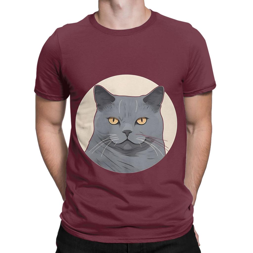 British Shorthair head Novelty Graphic 100 Cotton TShirt Shorthair Tees Tops For Unisex