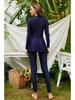 Solid Color Full Coverage Long Sleeve Surfer Sunsuit - Conservative One-Piece Arabic Swimsuit