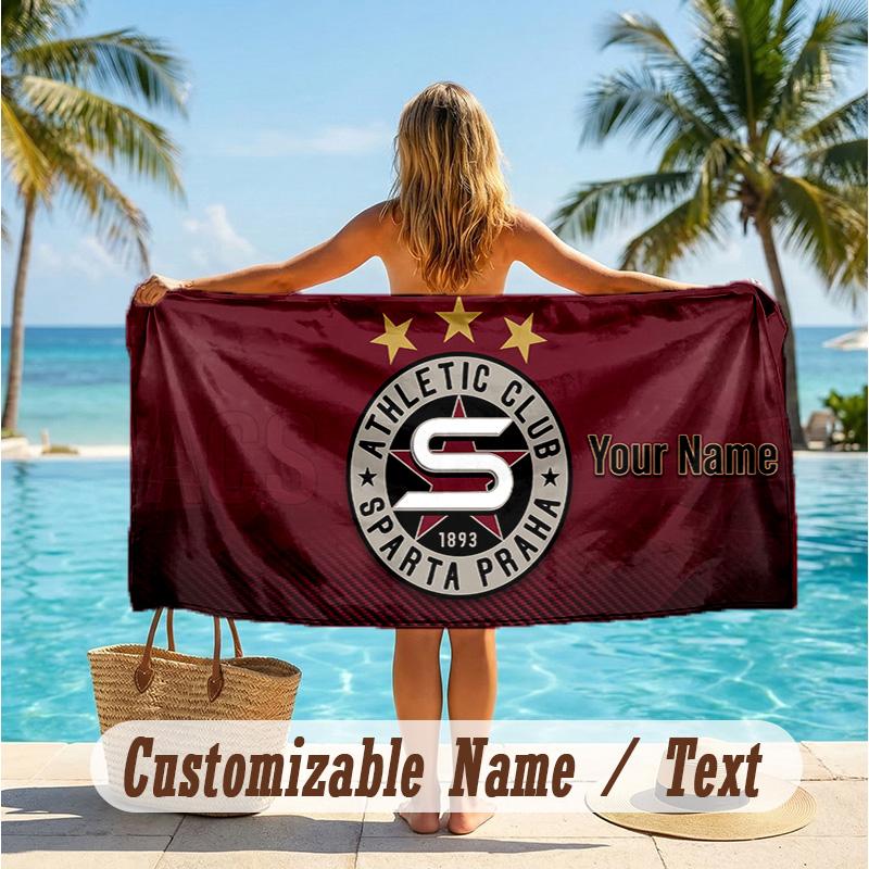 Custom Text Beach Towel, Soft Absorbent Swimming Multi-use TowelSparta Prague