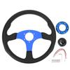 14in Universal Racing Steering Wheel PU Leather Aluminum Frame Universal Fit for 6 Holes Hub