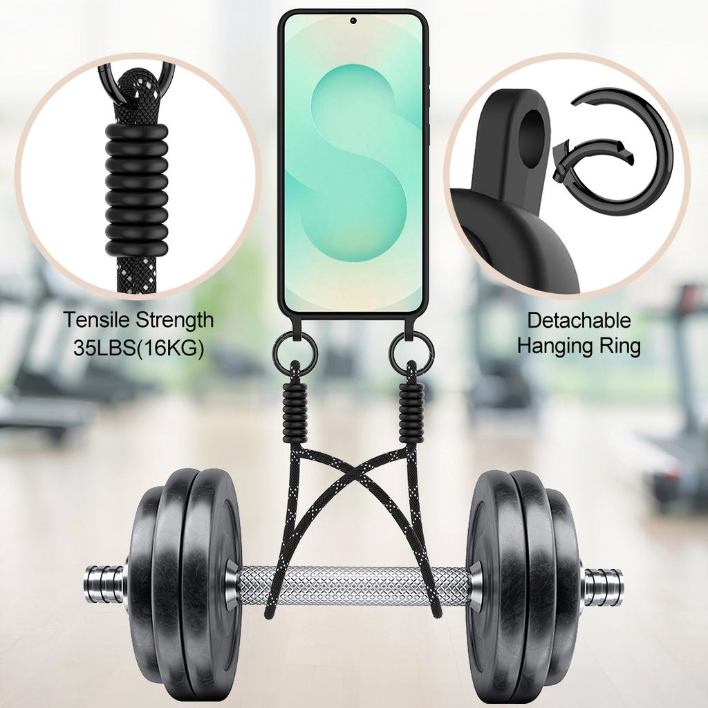 For Samsung Galaxy S24 Case Liquid Silicone Card Holder Phone Back Cover with Short Strap