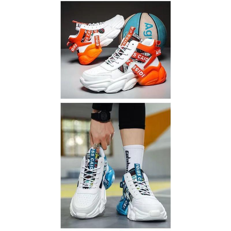 Осенняя мужская обувь Летние кроссовки для баскетбола, спорта и бега для подростков, повседневные высокие кеды на толстой подошве, обувь в стиле папиного прилива