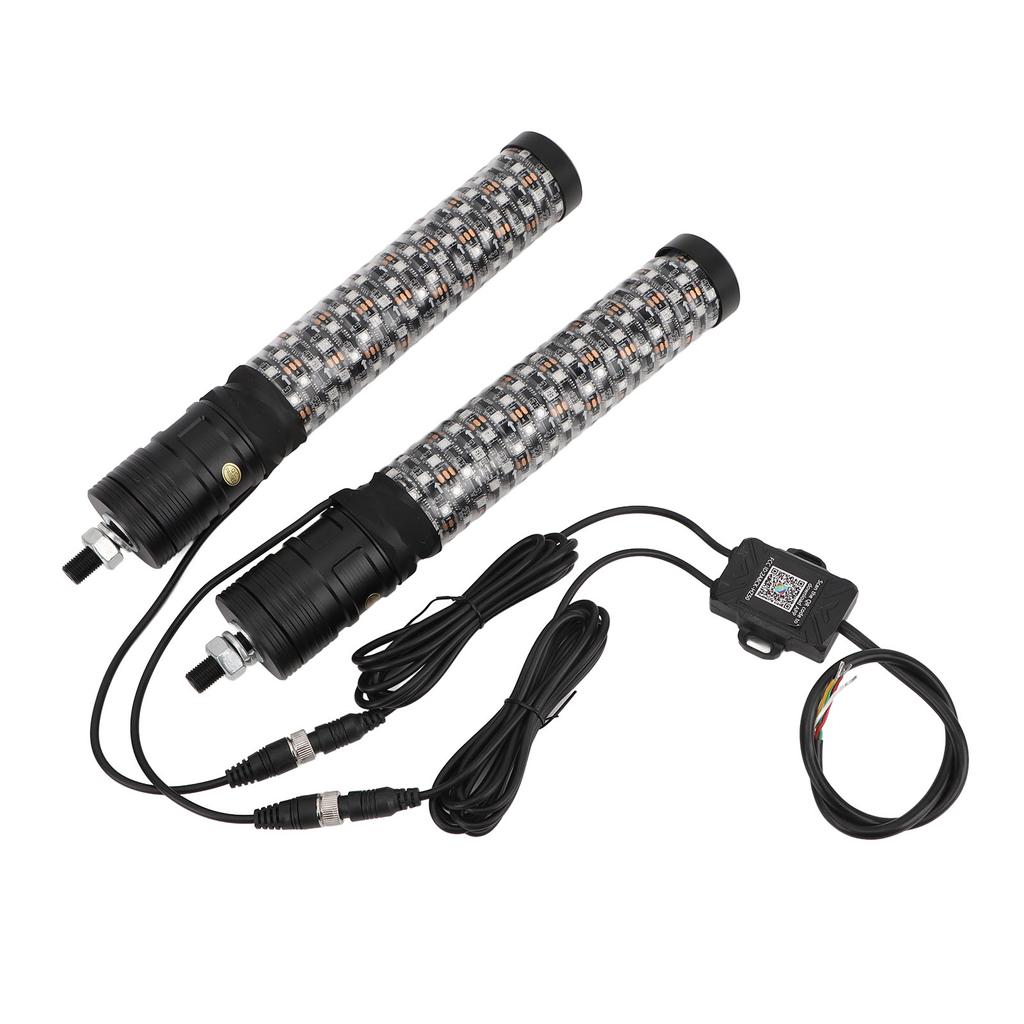 2pcs 12‑24V RGB LED Whip Light Waterproof App Remote Control 366 Modes Chasing Whip for UTV ATV Off Road Sand Truck Boat