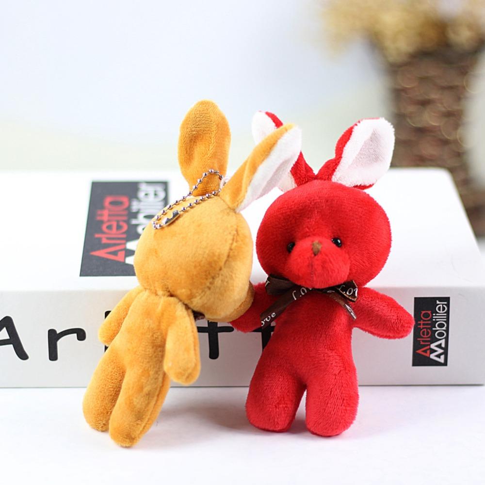 with Bow Tie Mini Teddy Dolls 16cm Keychain Pendant Cute Stuffed Rabbit  Kids