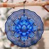 Metal Windmill Garden Decor Blue Lotus Mandala Hanging Wind Spinner Outdoor Yard Balcony Decoration No Electricity Needed Easy Install