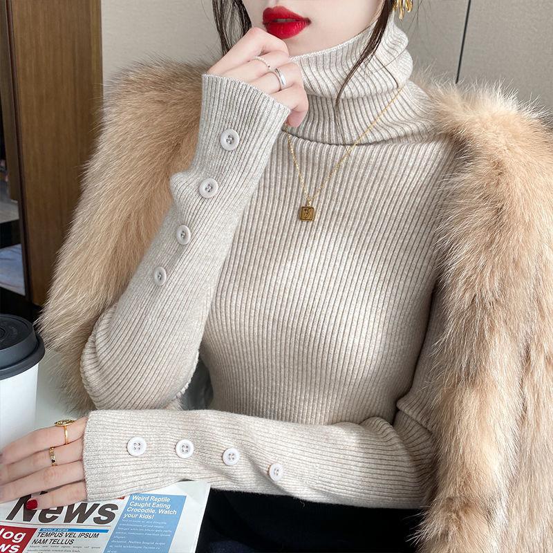 Versatile turtleneck women's autumn and winter knitted bottoming shirt, fashionable new inside, slim and thin outside, foreign top