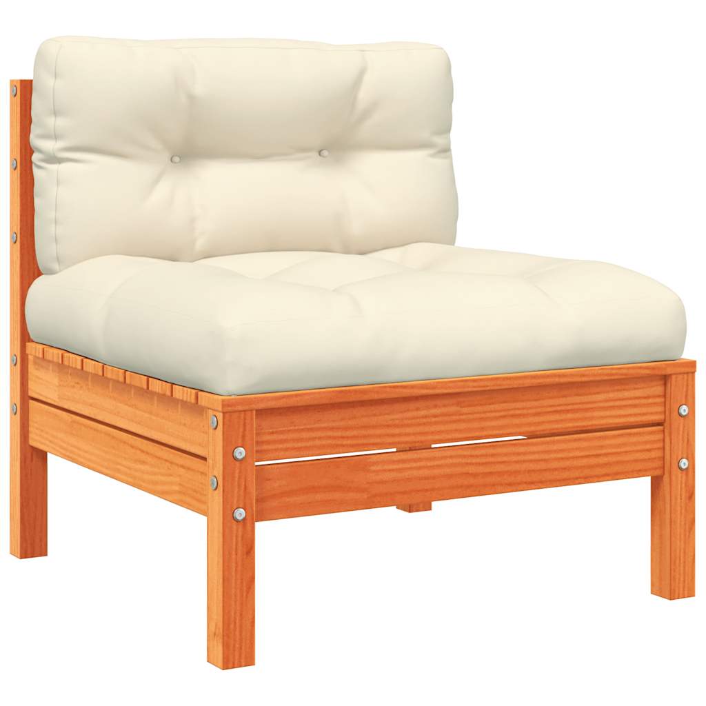 7 piece Garden Sofa Set with Cushions Wax Brown Pine Wood