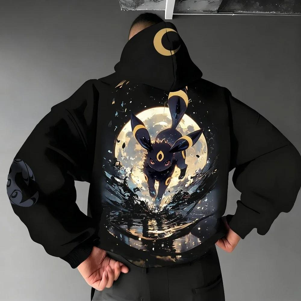 Мужской джемпер Pokémon с принтом Umbreon, весна/осень, новый, свободный, для повседневной носки, спортзала, спорта, американский хип-хоп, свитшот