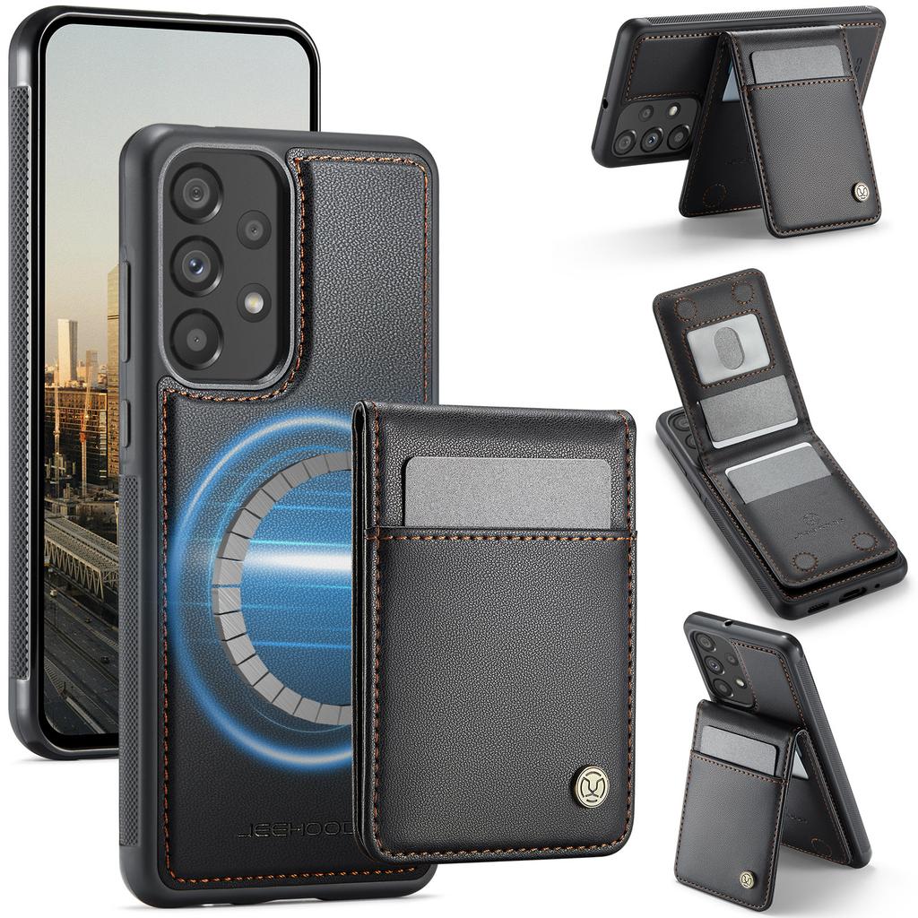 Кожаная задняя крышка для Samsung Galaxy A33 5G, совместимая с MagSafe, чехол для телефона JEEHOOD J06 с карманом для карт и защитой от RFID