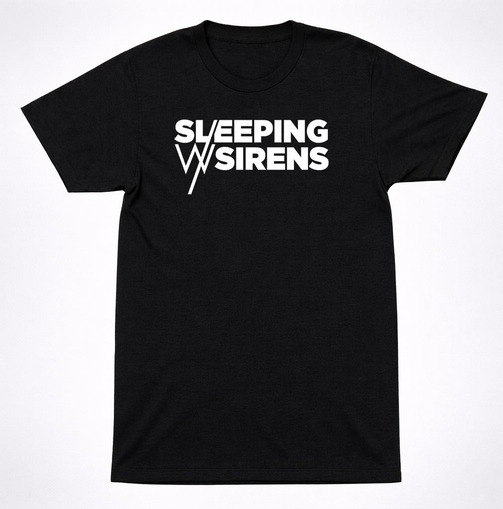 Футболка с текстовым логотипом Sleeping With Sirens Черно-белая Пост-хардкорная футболка группы