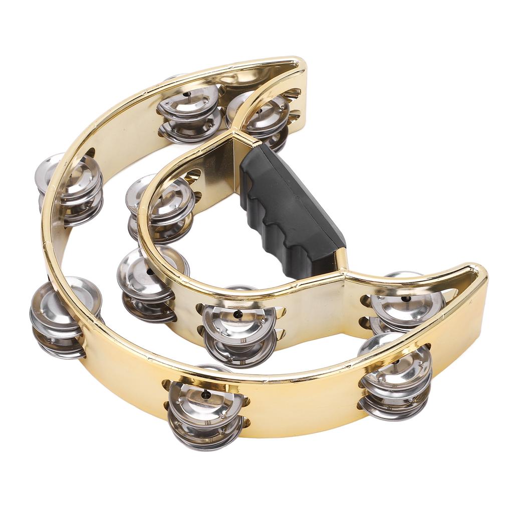 Двухрядный ручной тамбурин металлический тамбурин с позолоченными колокольчиками ударный музыкальный инструмент желтый