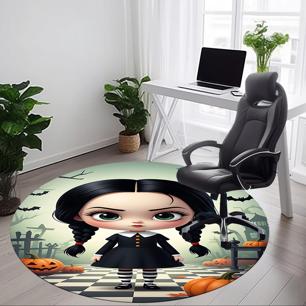 1pc Halloween, Wednesday Chair Carpet for Office Non-Slip,Machine Washable Rug for Office, Room - Holiday Decor - Machine Made yy251017232