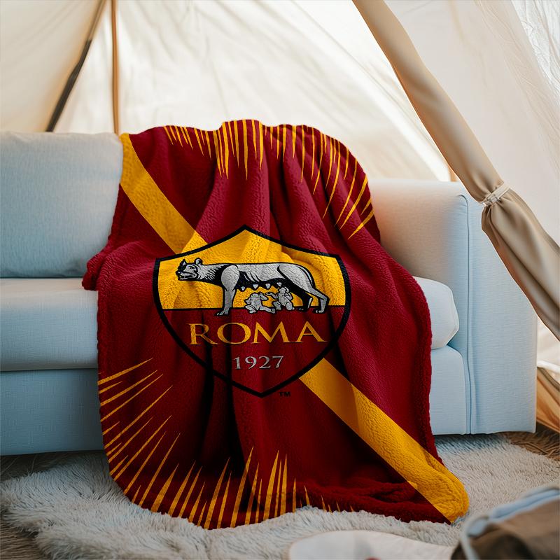 1PC Rome Wolf Football club Printed Soft Flannel Blanket Throw for Adult Bedroom Living Room Sofa Camping Travel Fan gifts Christmas Gifts
