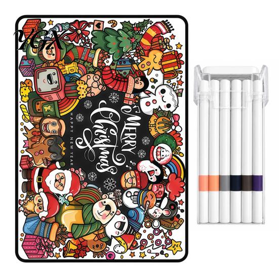 Christmas Art Crafts for Children DIY Coloring Blanket Kids Adults, Color Your Own Throw Blanket, 39.4" x Artistic Bed 55.1" with 24 Markers,