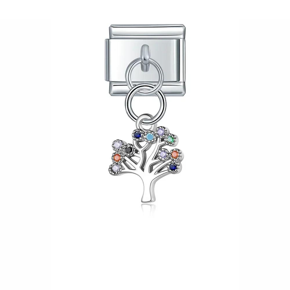 Hapiship New Fashion Colour CZ Elephant Dragonfly Charm Italian Link Fit DIY 9mm Stainless Steel Bracelet DIY Jewelry DJ600