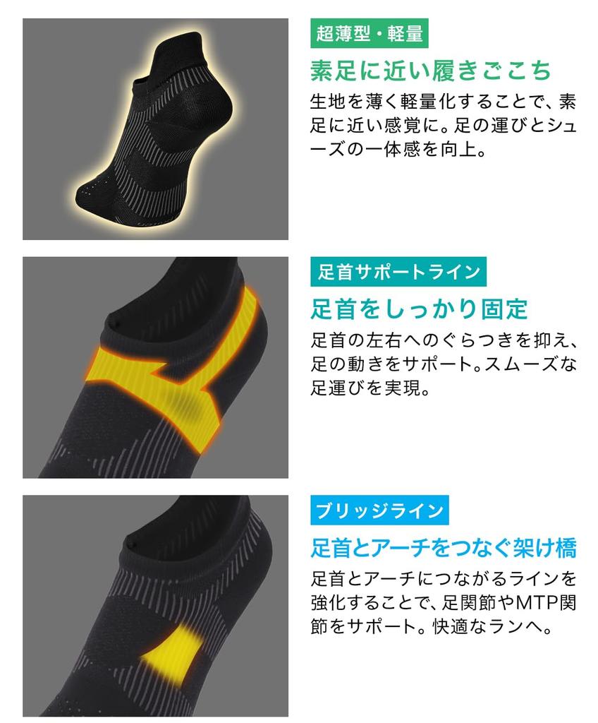 Носки phiten Racer 5 Toe Socks Носки Сделано в Японии Поддержка свода стопы Поддержка свода лодыжки Ультратонкая и легкая Обработка Сетка Характеристики