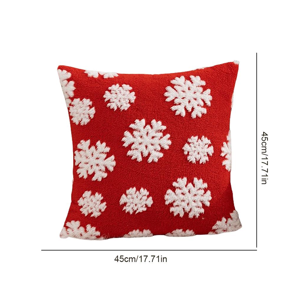 Christmas Cushion Cover Festival Pillow Case for Couch (Red Small Snowflake)
