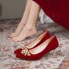 Fashion Red Heel Platform Pumps Spring Autumn Women Shoes 2025 Woman Wedding Shoes Buckle Strap High Heels Ladies Elegant Office Shoes
