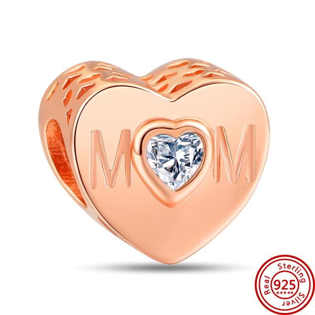 100% стерлингового серебра 925 пробы, подвеска для мамы, бусины в форме сердца навсегда, подходят оригинальные модные подвески, браслет, ювелирные изделия своими руками, подарок на день матери