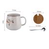 350ml Retro Ceramic Coffee Mug Set with Lid and Spoon Milk Breakfast Cup Home Heat-resistant Teacup Tumbler Juice Water Mug Gift
