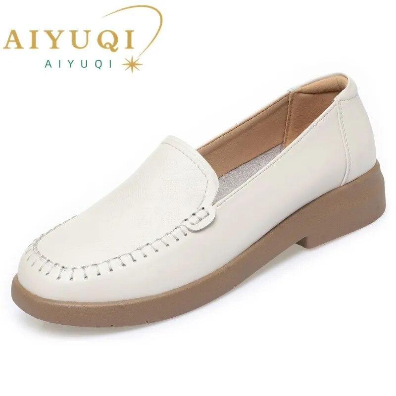 Women Loafers Spring Cut-out Women Casual Round Toe Large Size Mom Shoes Women