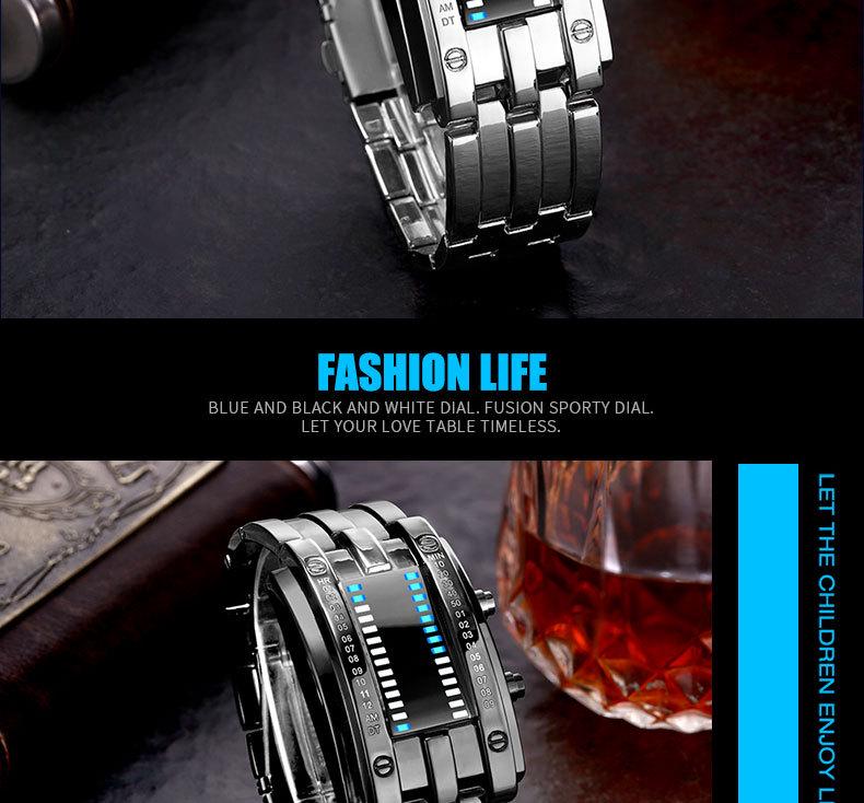 Корейские модные LED часы Железный Человек с двойной линией, бинарные, модные, парные, студенческие