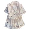 Summer star ice silk pajamas new striped small love casual loungewear set real shot