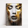Abstract Woman Face Wallart Poster Girl Wall Art Portrait Gold Face Woman Art Print Living Decor Canvas Painting Modern Home Art