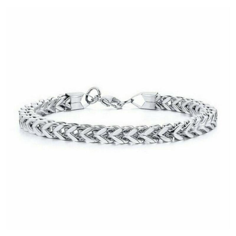 MAITA Men's Titanium Steel Bracelet & Bangle 22cm Cool Silver Vintage Snake Chain