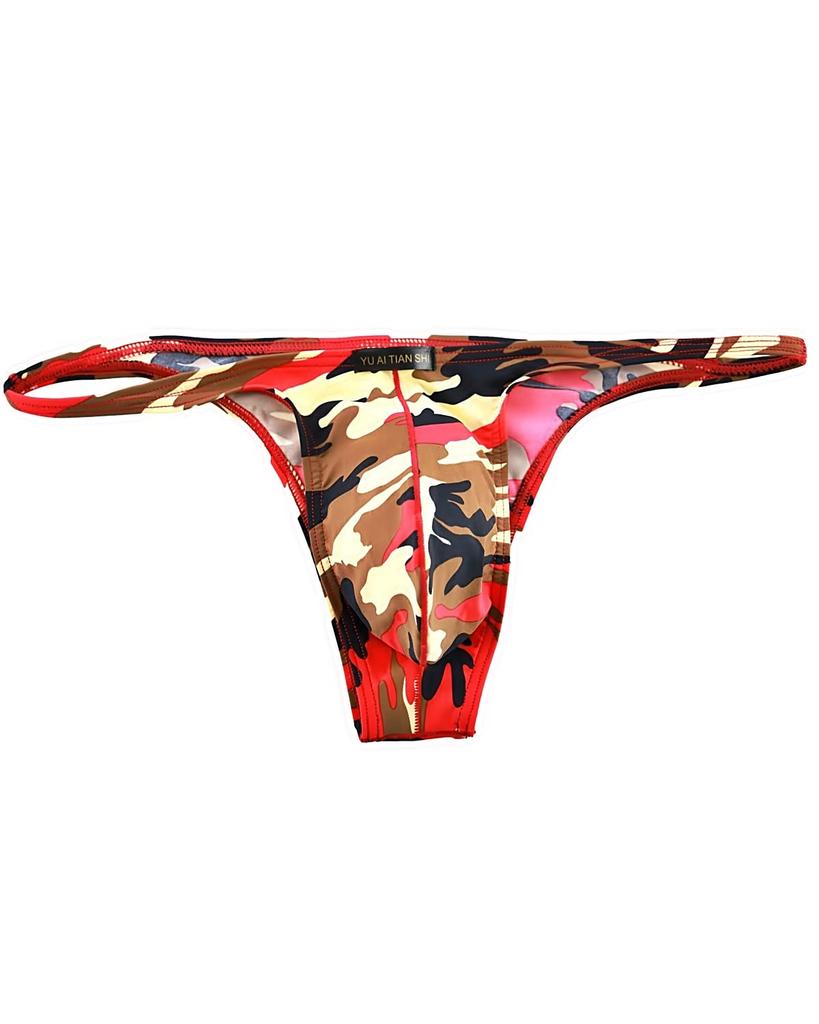 Heureux La Joie Bikini Single or Smooth Camouflage Sexy Underwear Men's Trial, 3-Piece Set, High-Leg Half-Back Briefs, Low-Rise,